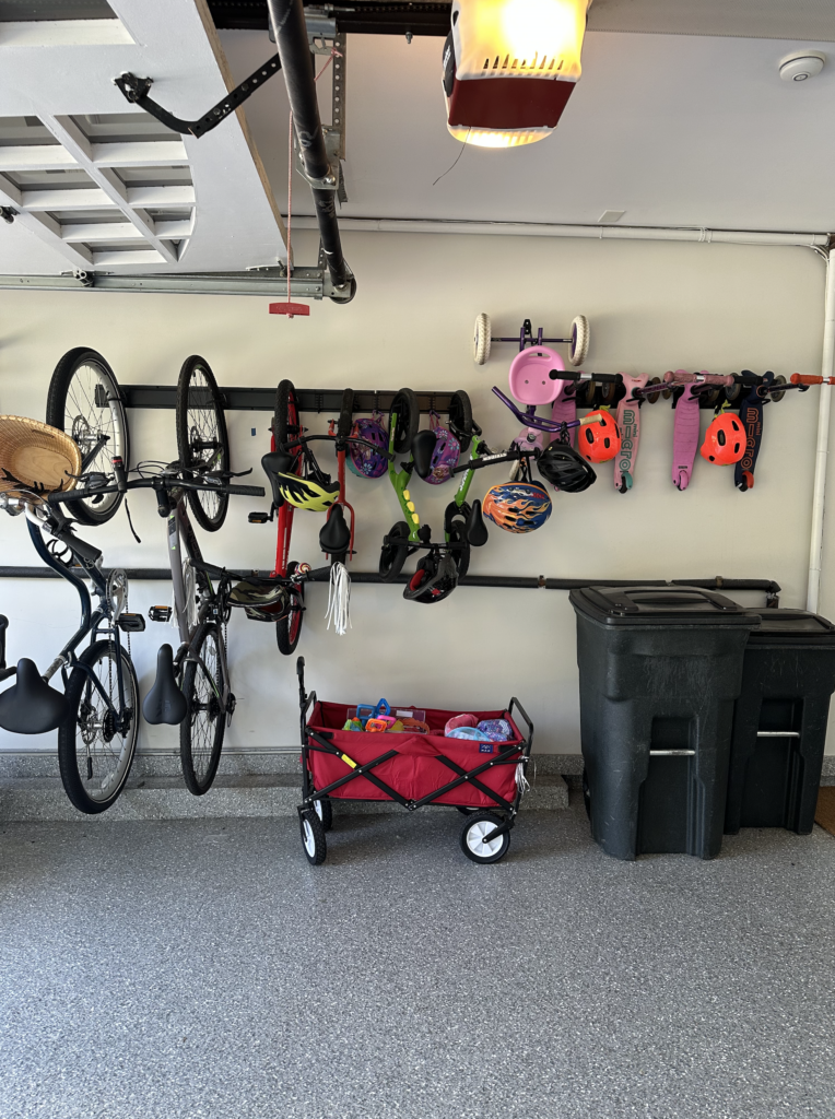 Spring organizing tips for busy moms: Garage Organizing Bikes, Helmets and more